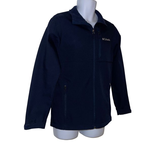 Columbia Navy Blue Full Zip Jacket Mens S Fleece Lined Zipper Pockets Logo - Picture 4 of 10